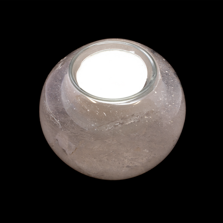 View of Clear Quartz Sphere Candle Holder