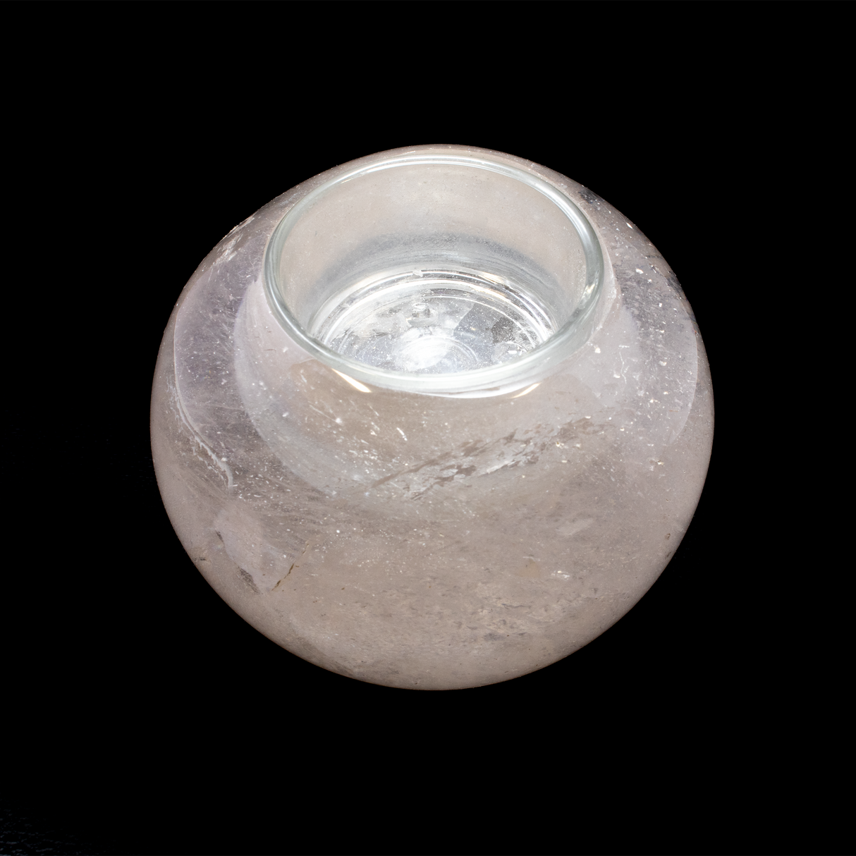 Clear Quartz Sphere Candle Holder