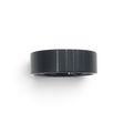 Rare Earth Gallery 9mm black tungsten ring with a brushed finish and pipe cut design