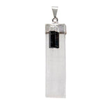 Selenite Pendant with Black & Green Tourmaline