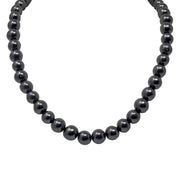 Shungite necklace of polished 10mm black round beads
