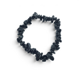 Rare Earth Gallery black tourmaline chip bracelet with polished irregular gemstone beads on an elastic band
