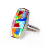Bague incrustée d'opale de feu multiple