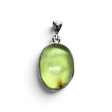 Rare Earth Gallery oval green amber cabochon pendant in a simple 925 sterling silver bezel setting