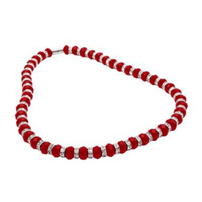 View of Crystal Necklace - Red