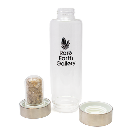 View of Rare Earth Gallery Water Bottle - Rutilated Quartz Filled Dome
