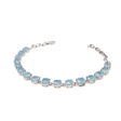 View of Aquamarine Bracelet - 16 Faceted Rounds - Prong Set With Tall Silver Bezels