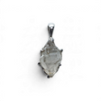 Rare Earth Gallery quartz crystal pendant featuring an elongated double terminated stone in a rhodium plated prong setting