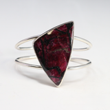 View of Eudailyte Cuff - Asymmetrical Triangle Cabochon With Silver Bezel Set On 2-band Cuff