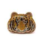 Tiger Face Crystal Purse with Chain - Yellow & Black