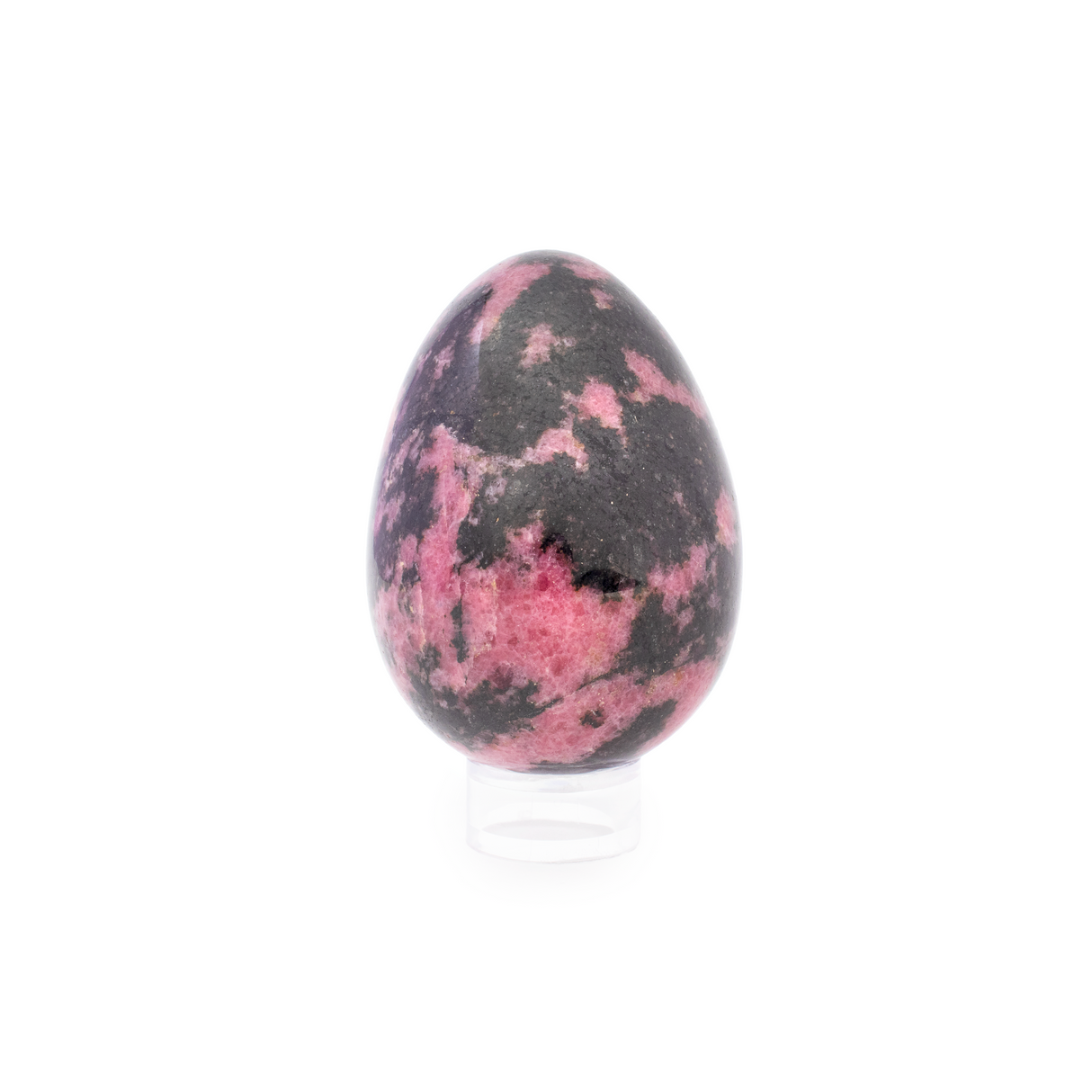 View of Rhodonite Egg - Light Pink Splashing With Hot Pink Undertones