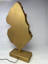 Carnelian Agate Slice On Illuminated Table Stand - Gold Rectangle