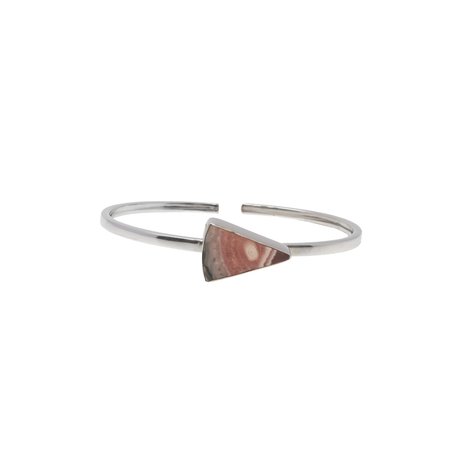 View of Rhodochrosite Twist Bracelet - Flat Cut Triangle With Silver Bezel