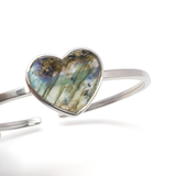View of Labradorite Twist Bracelet - Simple Heart With Silver Bezel