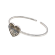 View of Labradorite Twist Bracelet - Simple Heart With Silver Bezel