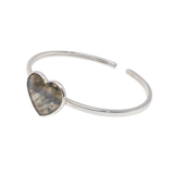 View of Labradorite Twist Bracelet - Simple Heart With Silver Bezel