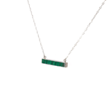 View of Malachite Necklace - Simple Bar With Silver Bezel On Box Chain
