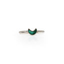 Crescent Moon Malachite Ring with Silver Bezel