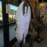 White Quartz Warrior Sword & Angel Wings Carving in Fitted Stand
