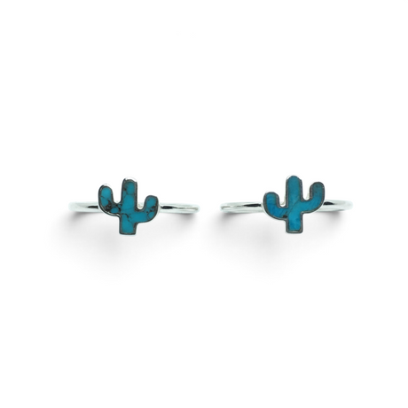 Rare Earth Gallery sterling silver ring featuring a turquoise cactus inlay in a simple bezel setting
