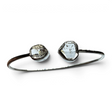 Rare Earth Gallery sterling silver twist bracelet featuring two bezel-set freeform Herkimer diamond crystals.