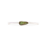 View of Ammolite Twist Bracelet - Pear Cabochon With Rounded Edges & Simple Silver Bezel