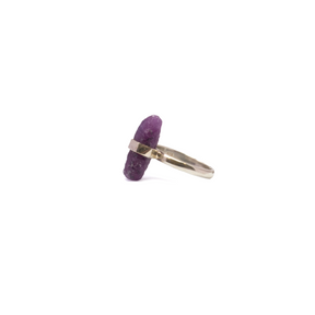 View of Ruby Ring - Natural Beryl Crystal Set In Silver Bezel Sz7