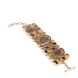 View of Ammonite Bracelet - 3 Ammonites Set In Faceted Citrines With Smoky Quartz & Golden Rutile Geometric Matrix