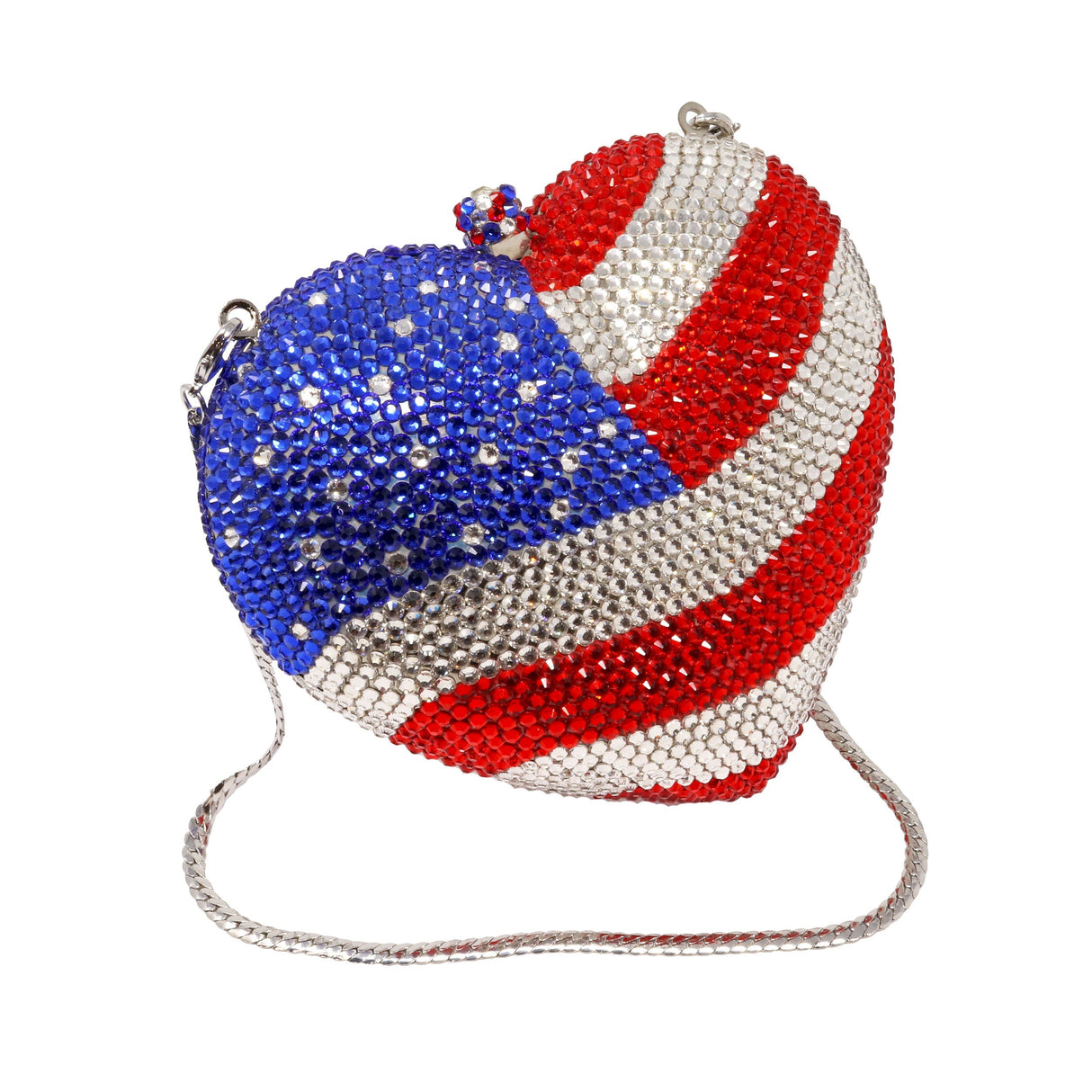 American Flag Crystal Jewel Purse with Chain