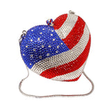 American Flag Crystal Jewel Purse with Chain