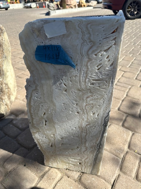 Yellow Zebra White Fossil Onyx Block Fountain ***NO Basin