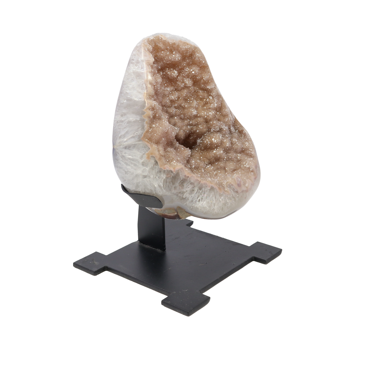 Druze Specimen on Custom Aztec Post Stand with Bubblegum Pink Druze
