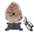 View of Druze Specimen on Custom Aztec Post Stand with Bubblegum Pink Druze