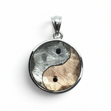 Pendentif Météorite Muonionalusta - Yin Yang Rond Double Face avec Vermeil Cuivre Sertie dans une Lunette en Argent Sterling 925
