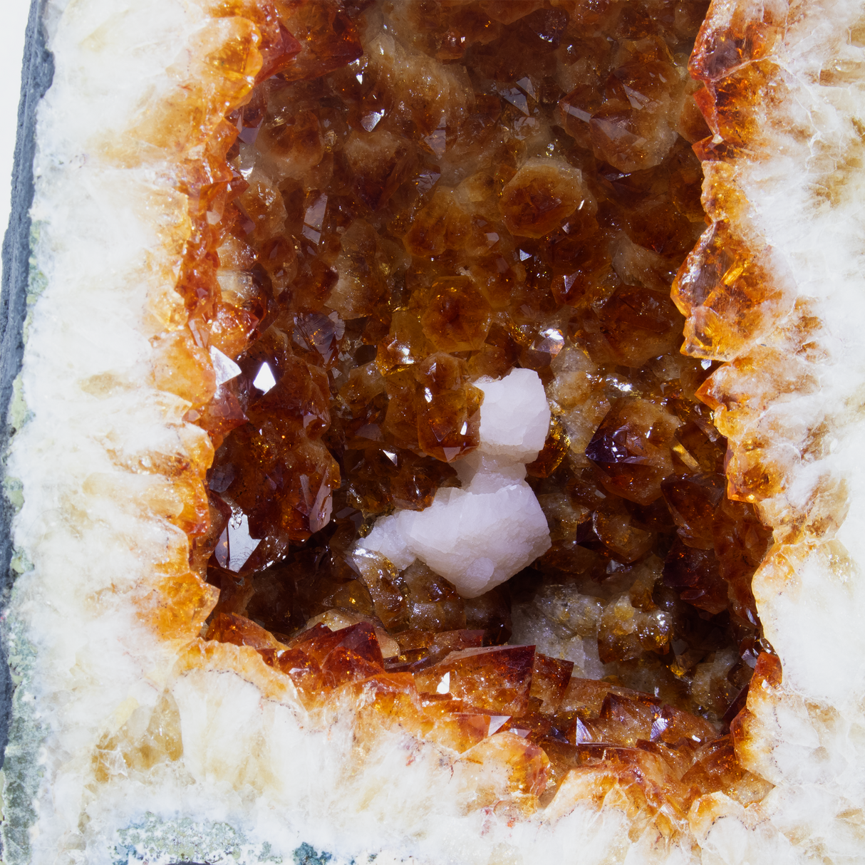 Citrine Cathedral With Brillant White Calcite In Center