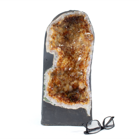 View of Citrine Cathedral With Agate Bulb On Side & Calcite Inclusion