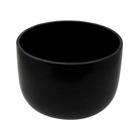 Glossy black 10-inch gem-infused quartz crystal singing bowl with dark open interior