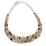 Dendritic Sandstone Necklace Collar with Citrine & Smoky Quartz