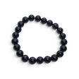 Rare Earth Gallery 8mm black tourmaline beaded bracelet with a high polish finish on a white background