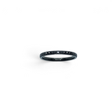 Rare Earth Gallery 2mm titanium ring with black IP plating and a row of sparkling white cubic zirconia stones.