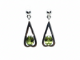 Rare Earth Gallery peridot dangle earrings featuring faceted oval stones in sterling silver reverse heart settings.