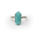 Amazonite Ring with Prong Set Double Terminated Point