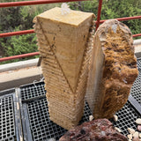 Light Travertine Chiseled Column Fountain with Corner Polish