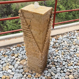 Light Travertine Chiseled Column Fountain with Corner Polish