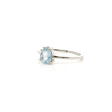 Aquamarine Ring - Faceted Pear Prong Set in Simple 925 Sterling Silver sz8