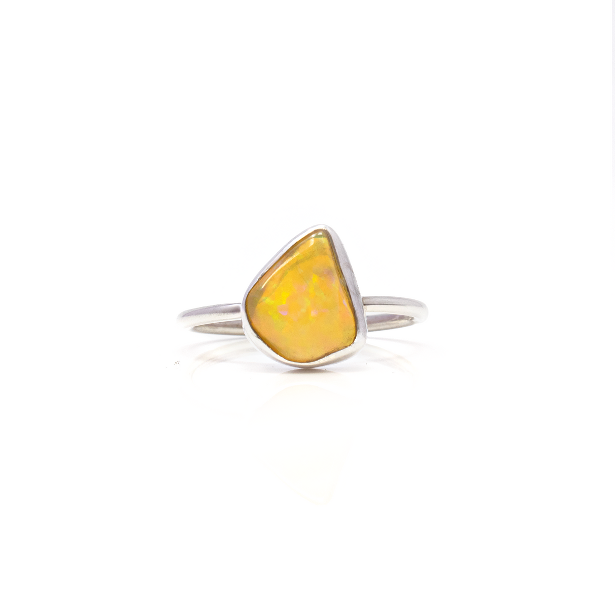 View of Ethiopian Opal Ring - Angular Nugget With Silver Bezel Sz8