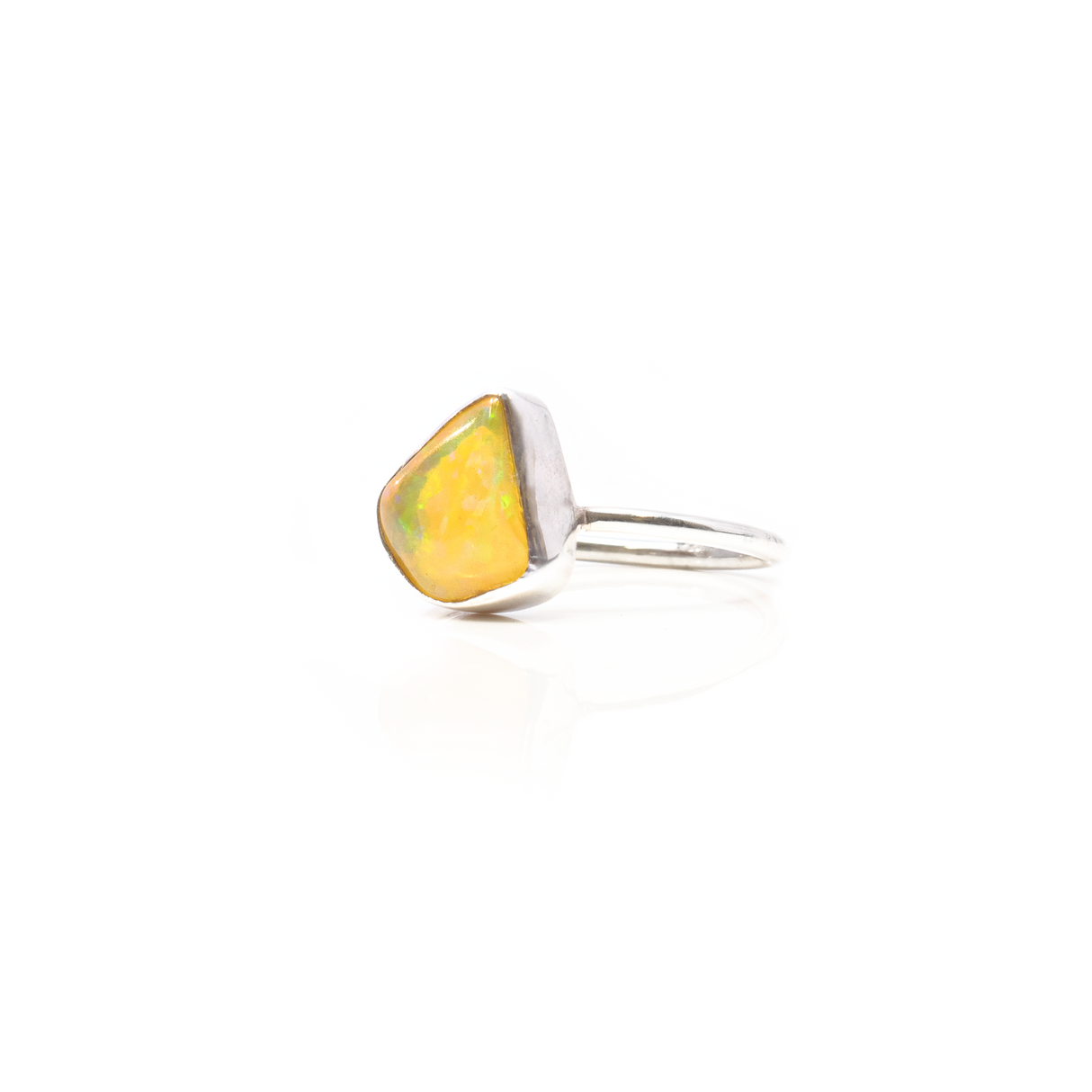 View of Ethiopian Opal Ring - Angular Nugget With Silver Bezel Sz8