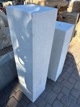 White Marble Pillar Fountain Pair - Textured With 4 Straight Sides