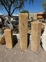 Travertine Hammered Column Fountain Trio