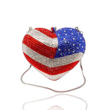 American Flag Crystal Jewel Purse with Chain
